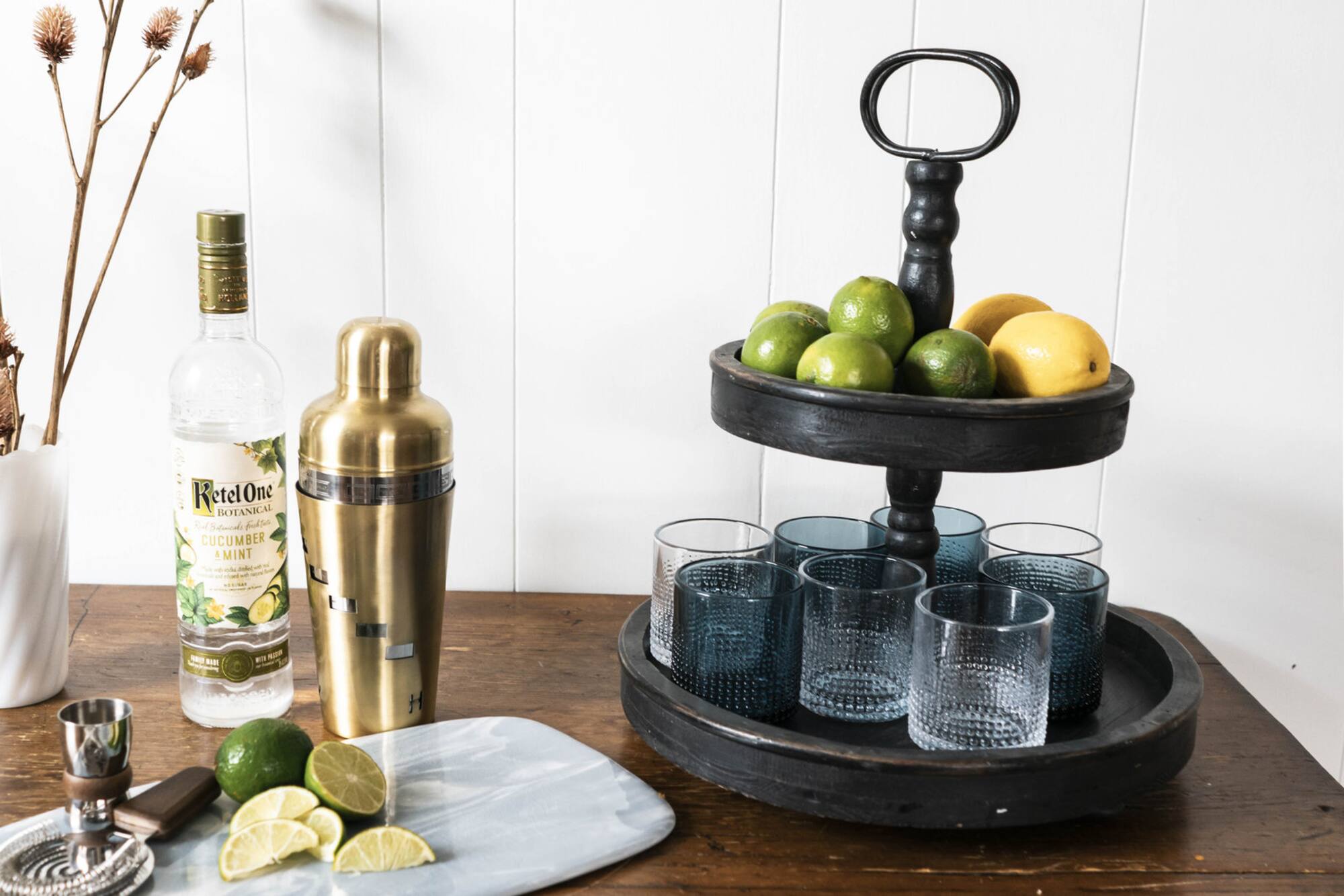 Hello Honey® 18.5" Distressed Wood 2-Tier Tray